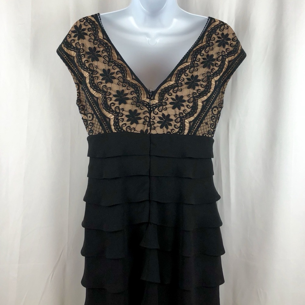 Adrianna Papell lace bodice tiered skirt LBD 6P - Picture 4 of 6